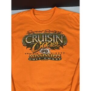 Cruisin The Coast Shirt Mens XL Long Sleeve 2012 Car Show Graphic Tee Orange